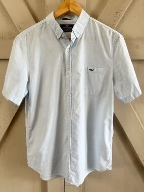 Vineyard Vines Saltwater Wash Slim Fit Tucker Shirt Light Blue – 100% Cotton